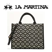 【LA MARTINA】限量2折 頂級花繡紋托特包肩背包 LMBA01570T 全新專櫃展示品(黑色)