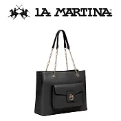 【LA MARTINA】限量2折 頂級皮革肩背包 LMBA01812P 全新專櫃展示品(黑色)