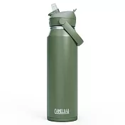 【美國 CamelBak】1000ml Flip Straw不鏽鋼多水吸管保溫瓶(保冰)- 青苔綠