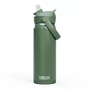 【美國 CamelBak】600ml Flip Straw不鏽鋼多水吸管保溫瓶(保冰)- 青苔綠