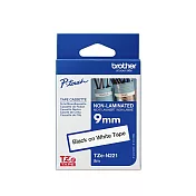 兄弟牌 BROTHER 白底黑字 9mmx8M 一般(無保護膜)標籤帶 / 包 TZe-N221