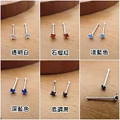 2mm。防耳洞密合超迷你小方形鋯石S999純銀耳環.免後扣 淺藍