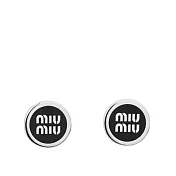 MIU MIU Logo 標誌琺瑯及金屬針式耳環 (銀色/黑色)