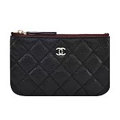CHANEL 經典荔枝紋小牛皮拉鍊零錢包(黑)
