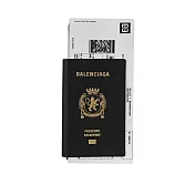 BALENCIAGA 護照及機票造型牛皮對開二折長夾 (黑色)