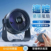 桌面遙控循環扇 數顯/掛立兩用風扇 (USB充電) 深空灰