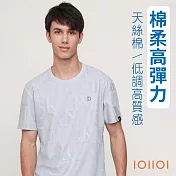 IOIIOI歐洲貴族 立體緹花彈力T恤 奢華質感 天絲棉圓領衫 涼感 輕盈柔軟 防皺 25522060 M 灰色