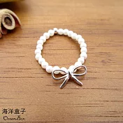 施家小珍珠甜美蝴蝶節S925純銀彈性戒指.直接套入