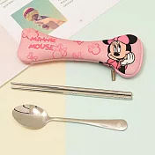 【迪士尼 Disney】迪士尼輕便餐具兩件組 環保筷匙 米妮