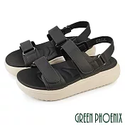 【GREEN PHOENIX】女 涼鞋 厚底涼鞋 輕量 沾黏式 吸震減壓 EU35 黑色