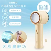 【KINYO】充插兩用渦輪疾速手持DC扇/電風扇/USB風扇(UF-3022)渦輪聚風/可立/附掛繩- 盛夏黃
