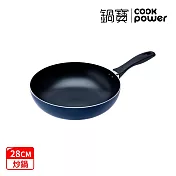 【CookPower 鍋寶】煎大師聚油不沾炒鍋28cm-四色選 深藍