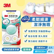 3M 柔韌潔牙線 馬卡龍造型1+2超值組x3組(四色可選) 甜檸綠