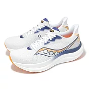 Saucony 慢跑鞋 Triumph 23 男鞋 白 深藍 緩震 輕量 厚底 運動鞋 索康尼 S21023264 27cm WHITE/AZURITE