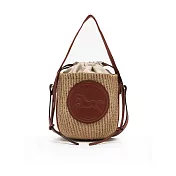 Chloe Horse Medal迷你草編水桶包 棕褐色