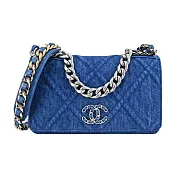 CHANEL 19 系列 菱格丹寧帆布WOC手拿/斜背包