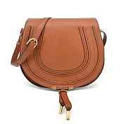 Chloe Marcie 粒面牛皮翻蓋中號斜背包- 棕色