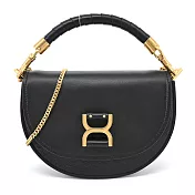Chloe 新款Marcie 金屬LOGO 小羊皮鏈帶肩背/斜揹包 黑色
