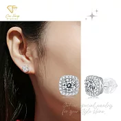 【CF鑽飾】耳環《公主方包》莫桑鑽 1克拉 耳釘 耳針