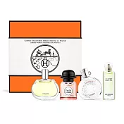 HERMES 愛馬仕 小香禮盒四入組[絲巾+尼羅河花園+橘彩星光+巴赫尼](7.5mlX4)-國際航空版