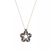 SWAROVSKI 黑色鑲鑽花瓣項鍊-金