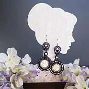 【PinkyPinky Boutique】天然珍珠母貝 奢華鍍真金圈圈耳環  (靛藍)