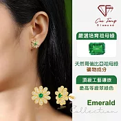 【CF鑽飾】耳環《花羨魅力》培育祖母綠 (黃金色) 耳針