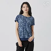 ADISI 女彈性乾爽快排印花上衣 AL2511065 深藍 (M-2XL) M 深藍
