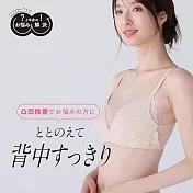 日本華歌爾LECIEN 靛藍 美背內衣 斜腋寬 無鋼圈胸罩-12134364 M 靛藍