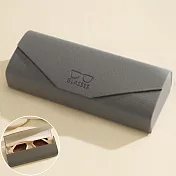 seoul show首爾秀 信封荔枝紋皮質全鐵硬殼防壓墨鏡老花近視太陽眼鏡盒  深空灰