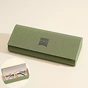 seoul show首爾秀 布紋全鐵立體三角硬殼防壓墨鏡老花近視太陽眼鏡盒  橄欖綠