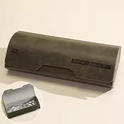 seoul show首爾秀 弧形復古皮質全鐵硬殼防壓墨鏡老花近視太陽眼鏡盒 咖綠