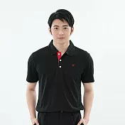 【遊遍天下】MIT 台灣製環保紗男款抗UV防曬涼感吸濕排汗機能POLO衫 (GS1022) M 黑色