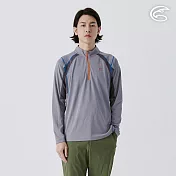ADISI 男UPF50+防曬抑菌半門襟長袖排汗衣 AL2511020 岩石灰 (M-3XL) M 岩石灰
