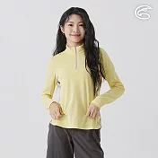 ADISI 女UPF50+防曬抑菌半門襟長袖排汗衣 AL2511022 青檸黃 (S-XL) S 青檸黃