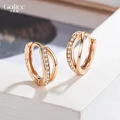 【Gulicc】耳環 簡約雙環縷空鑲鑽耳環 (金)