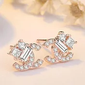 【Gulicc】耳環 小香風 時尚優雅滿鑽耳環 (玫瑰金)