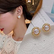 【Gulicc】耳環 法式復古簡約珍珠滾邊氣質耳環