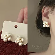 【Gulicc】耳環 典雅珍珠鑲鑽耳環