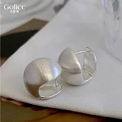 【Gulicc】耳環 高級感霧面拉絲圓球耳環 (銀)