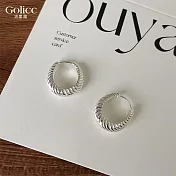 【Gulicc】耳環  高級感簡約素圈耳環式耳扣 (銀)