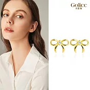 【Gulicc】耳環  簡約細緻蝴蝶結鋯石耳環 (金)
