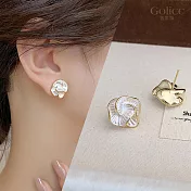 【Gulicc】耳環  高級感金邊立體花耳環