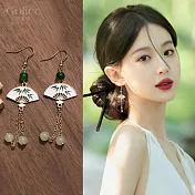 【Gulicc】耳環  玉石流蘇扇 中式墜式耳環