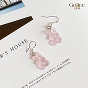 【Gulicc】耳環  糖果色 小熊軟糖吊墜 (透明粉)