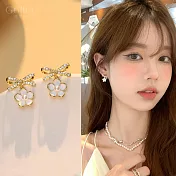 【Gulicc】耳環 滿鑽蝴蝶結 花朵耳環