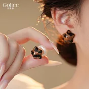 【Gulicc】耳環 豹紋星星珍珠雙面耳環