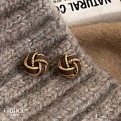 【Gulicc】耳環 復古 氣質麻花 同心結耳環 (咖啡色)