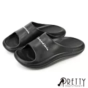 【Pretty】男女 拖鞋 防水拖鞋 厚底 室內 舒壓 輕量 JP23 黑色