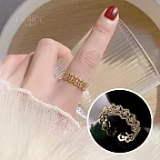 【Gulicc】戒指  法式雷絲簍空開口戒子 (可調式戒圍)